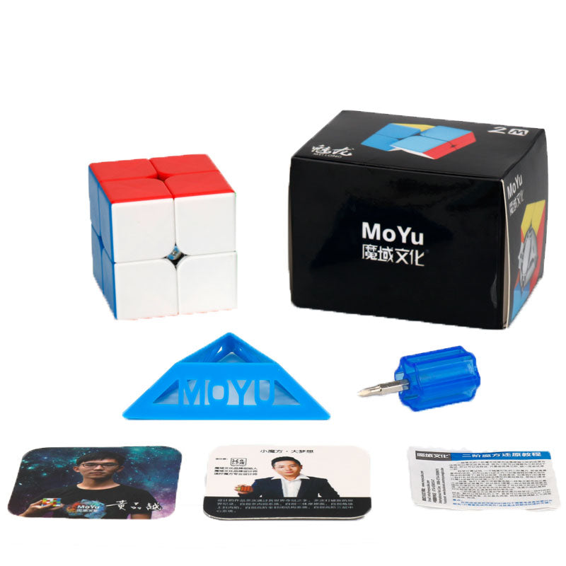 MoYu MeiLong 2x2 M Stickerless — kutu ve aksesuar görünümü