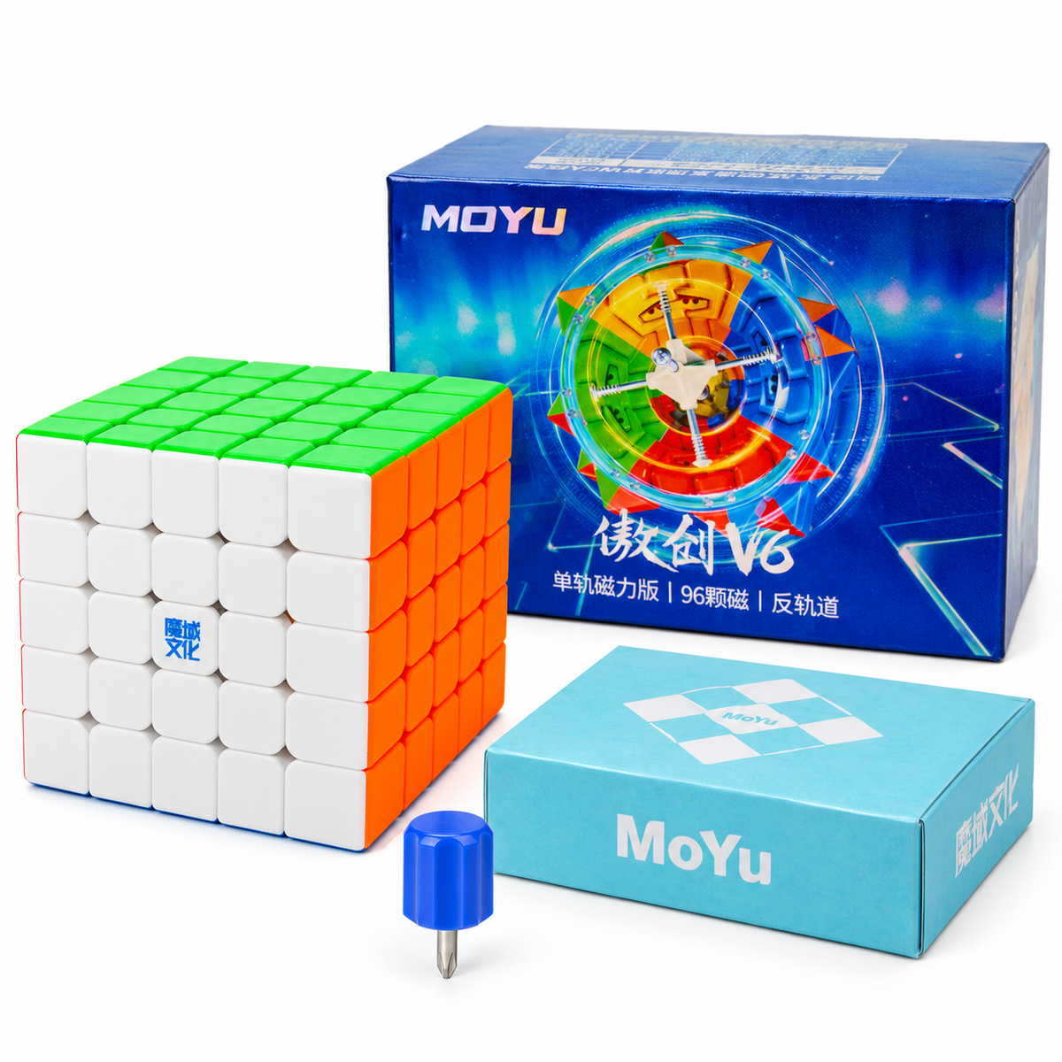 MoYu AoChuang V6 5x5 Single-Track — Ürün, kutu ve aksesuarlar