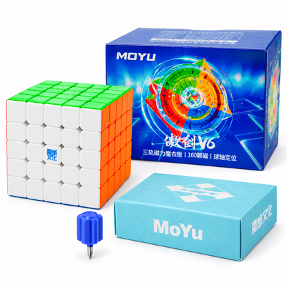 MoYu AoChuang V6 5x5 Triple-Track UV — Ürün, kutu ve aksesuarlar