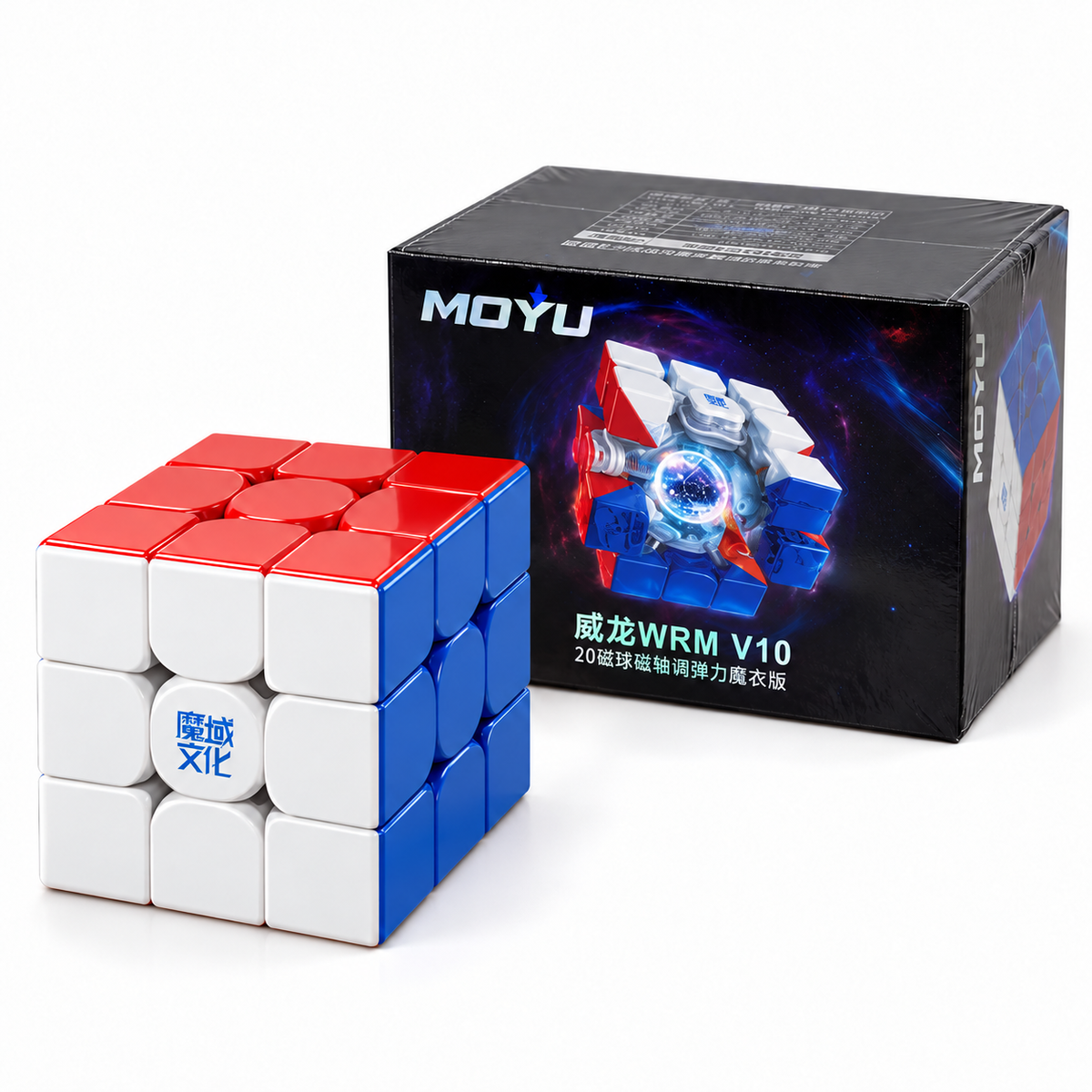 MoYu WeiLong WR M V10 3x3 20M Ball-Core UV — Ürün ve kutu