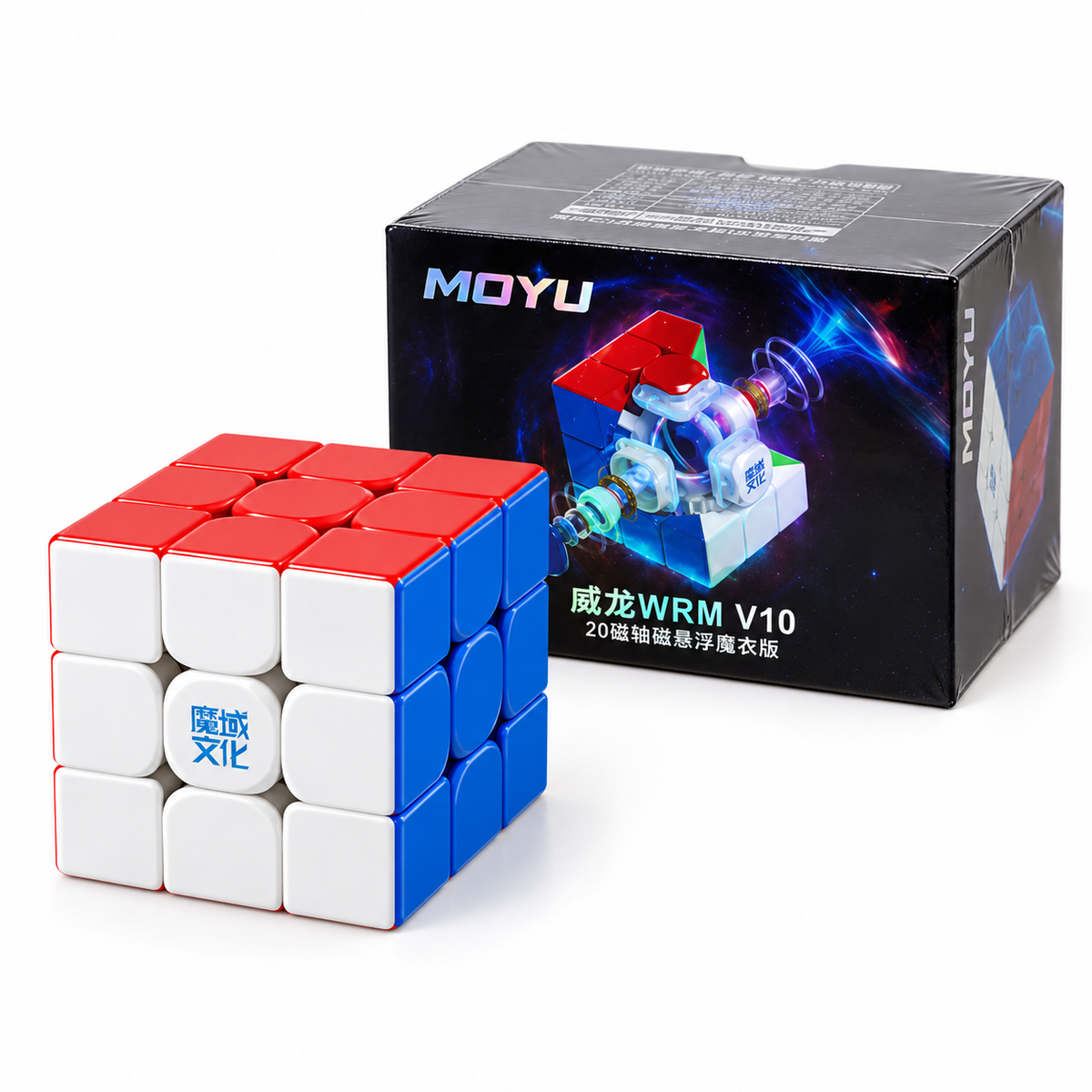 MoYu WeiLong WR M V10 3x3 20M Ball-Core MagLev UV — Ürün ve kutu