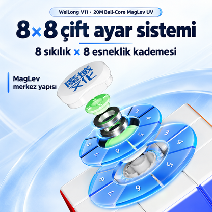 MoYu WeiLong V11 20M Ball-Core MagLev UV — 8 × 8 ayar ve MagLev